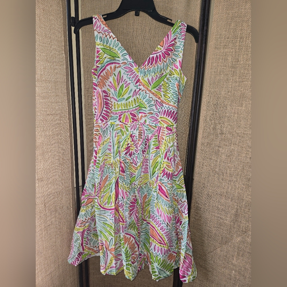 Women's Tahari Arthur S Levine Vibrant Multicolor Pleated Skirt Dress Size 4 - Picture 10 of 14